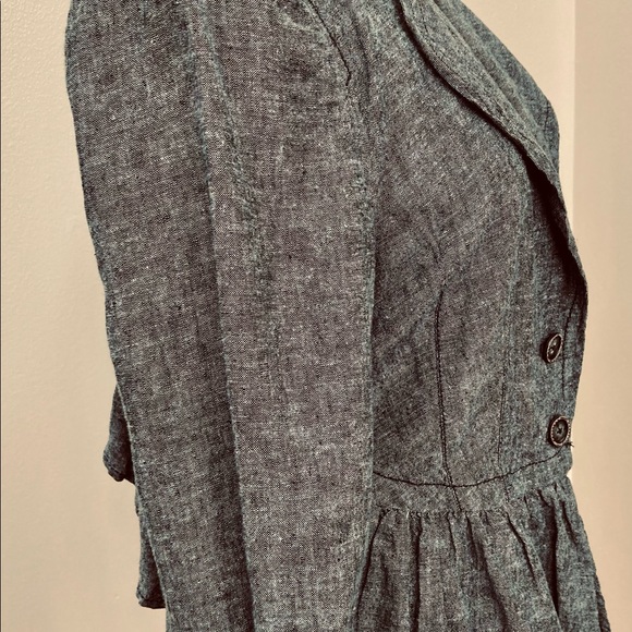 Vintage Free People Victorian Ruffle Back Jacket, Sz Medium, Charcoal Gray, RARE - Picture 11 of 14